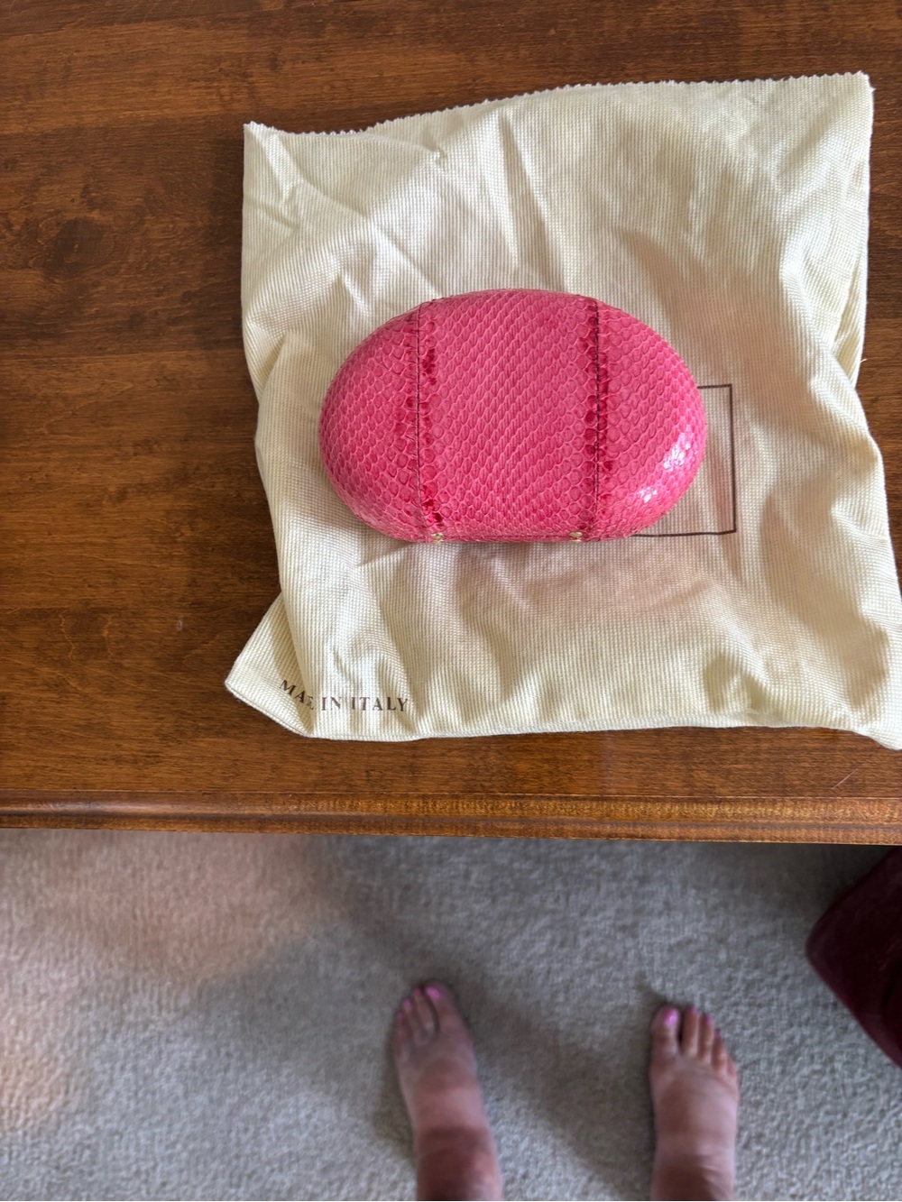 Rodo Hot Pink Snakeskin-Texture Clutch Case